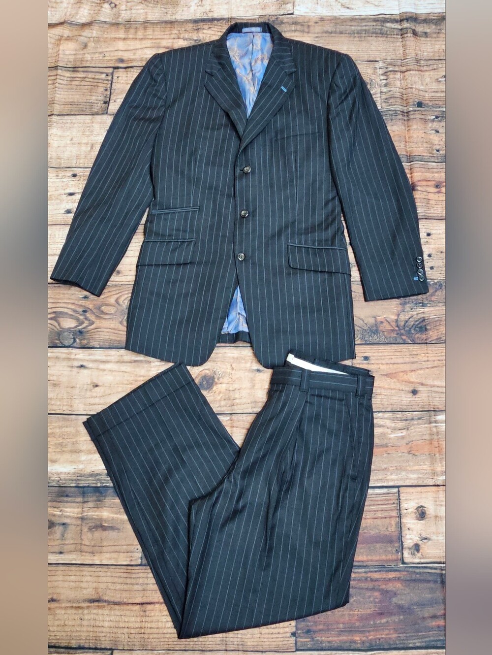 Astor & Black Custom Tailored Made Suit Set Silk & Wool Sport Blazer Size 40
